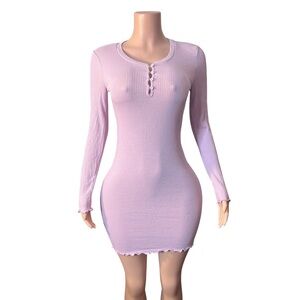 Elegant Lilac Long Sleeve Dress